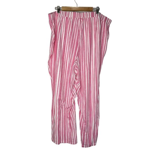 Elizabeth & Clarke Womens Striped wide leg Pants Pull on Pink white size 2X - Picture 3 of 11